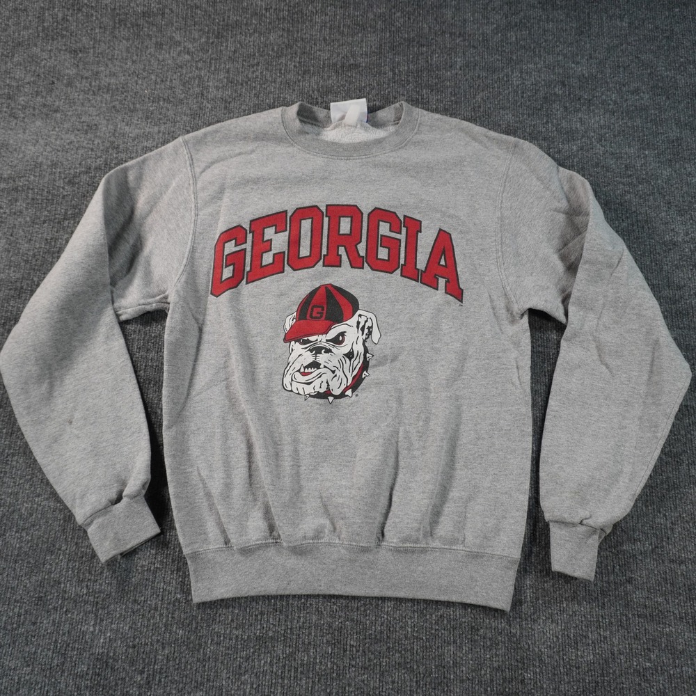 Champion Georgia Bulldogs Sweatshirt Mens Small Gray Uga Graphic Crewneck 6364